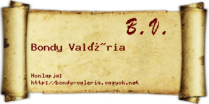 Bondy Valéria névjegykártya